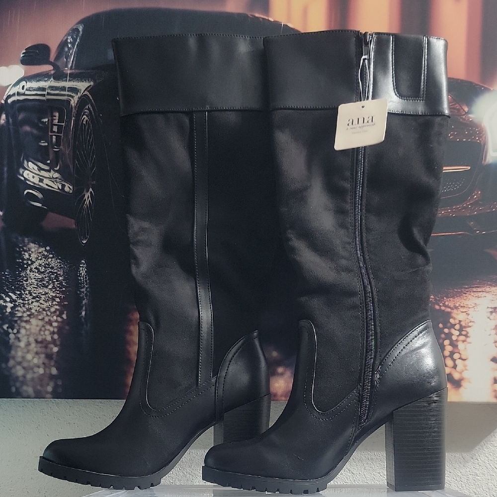 Elegant Black Heeled Boots by Anna